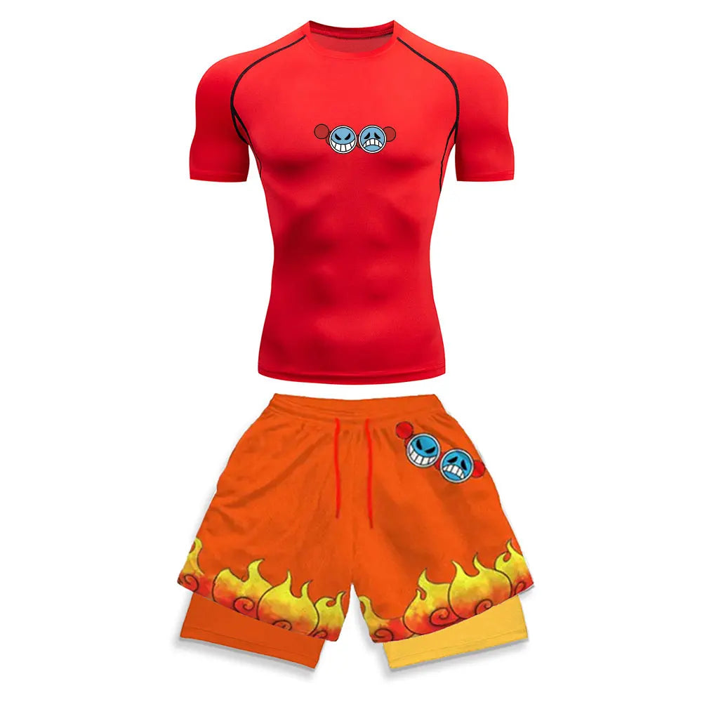 Men's Printed Compression Sports Two-Piece Set