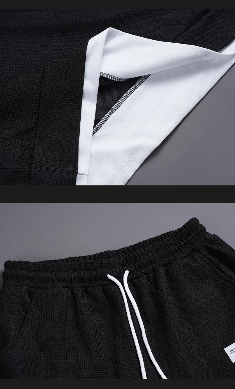 Men's Waffle T-Shirt & Shorts Tracksuit Set