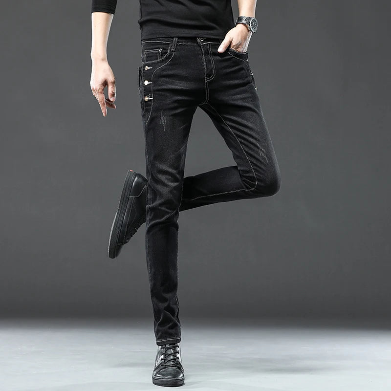 Korean Multi-Button Skinny Jeans
