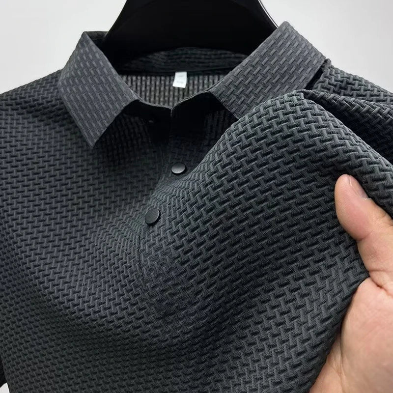 Bone Flower Print Polo Shirt