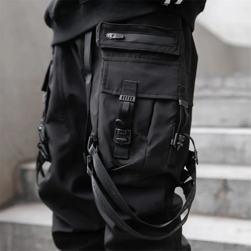 2024 New Fashion Multi-pocket Cargo Pants Men Y2K Tactical Techwear Ankle Pants Punk Style Casual Paratrooper Pants pantalones