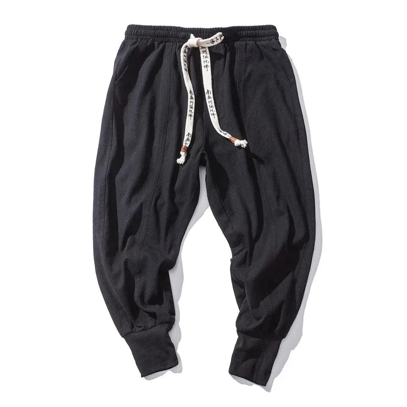 Cotton Linen Drop-Crotch Harem Pants