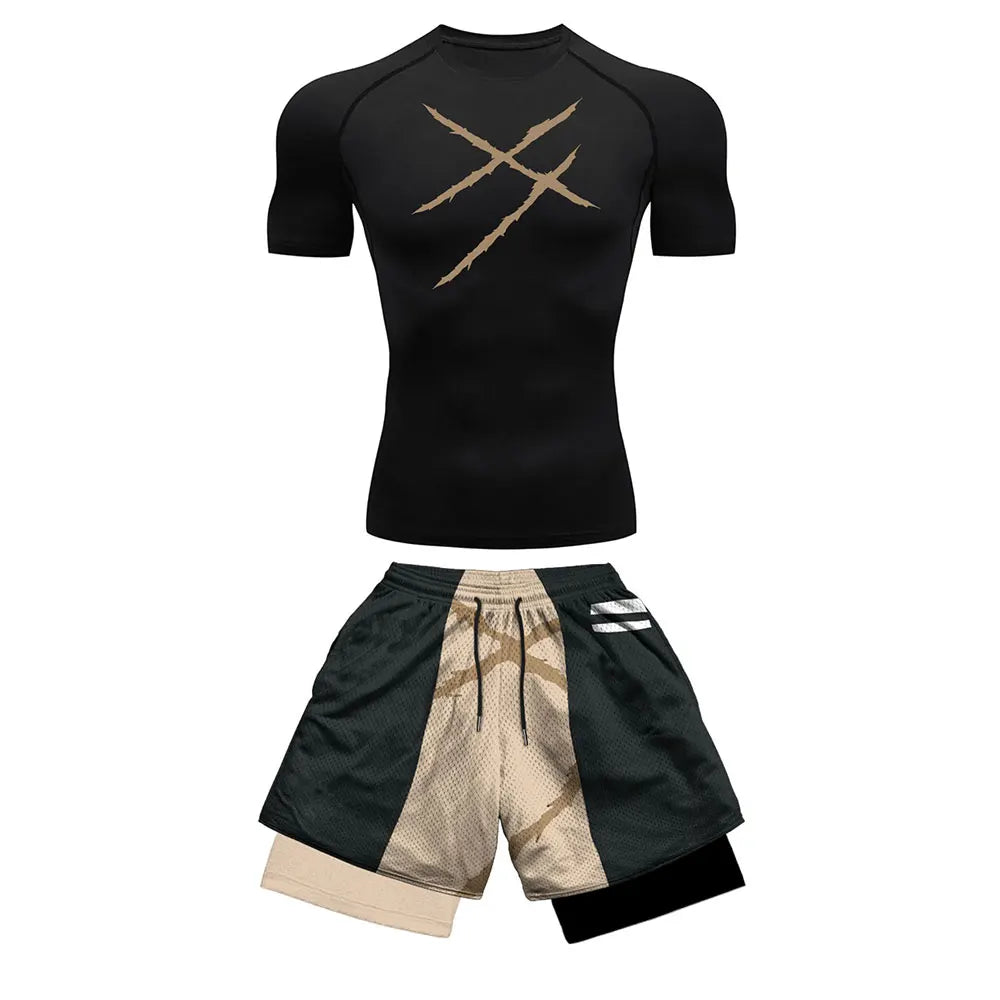 Men's Printed Compression Sports Two-Piece Set