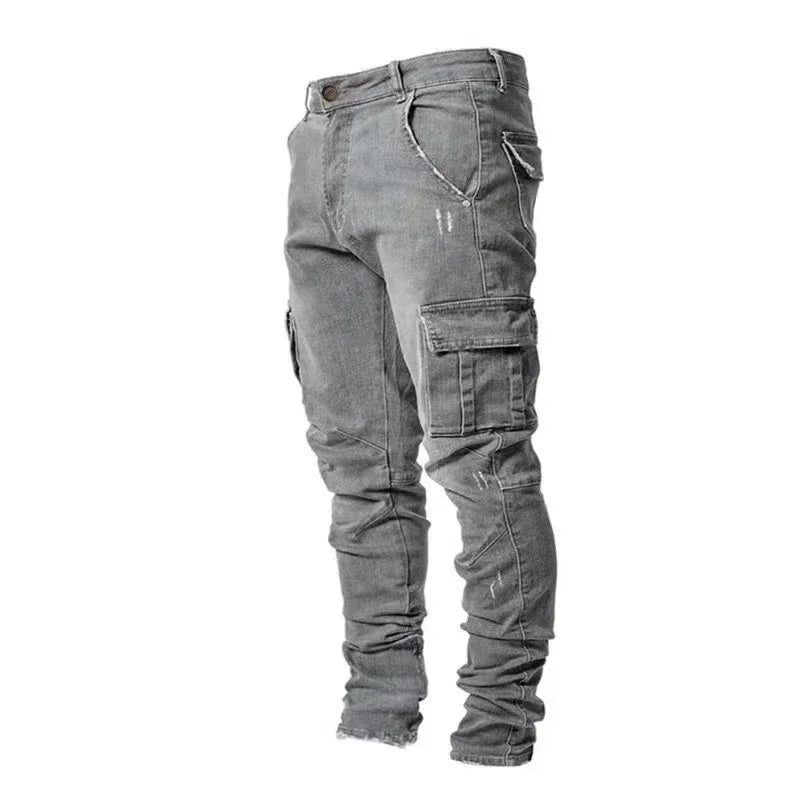 Men's Slim Fit Multi-Pocket Cargo Denim Joggers