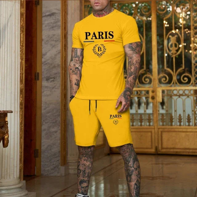 Men's Short Sleeve T-Shirt & Split Shorts Sportswear Set