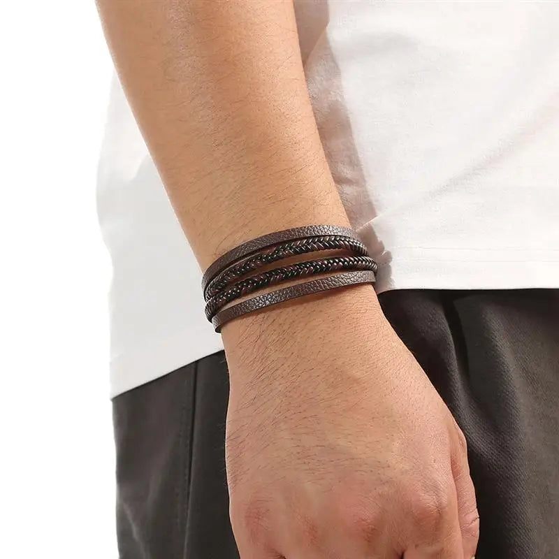 Tiger Stack — Multilayer Tiger Eye Leather Bracelet