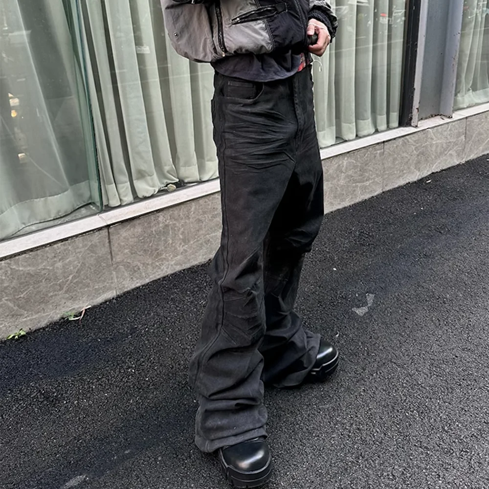 Black Coated Flare Boot Cut Denim Pants