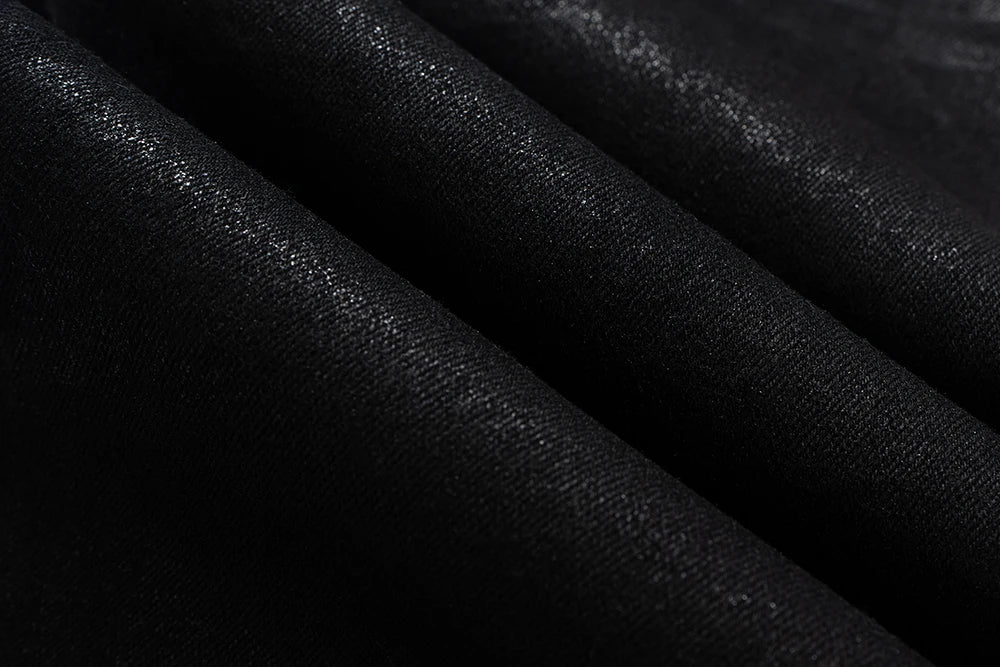 Streetwear Black Glue Coated Boot Cut for Men and Women Straight Baggy Casual Flare Pants Oversized Loose Denim Trousers