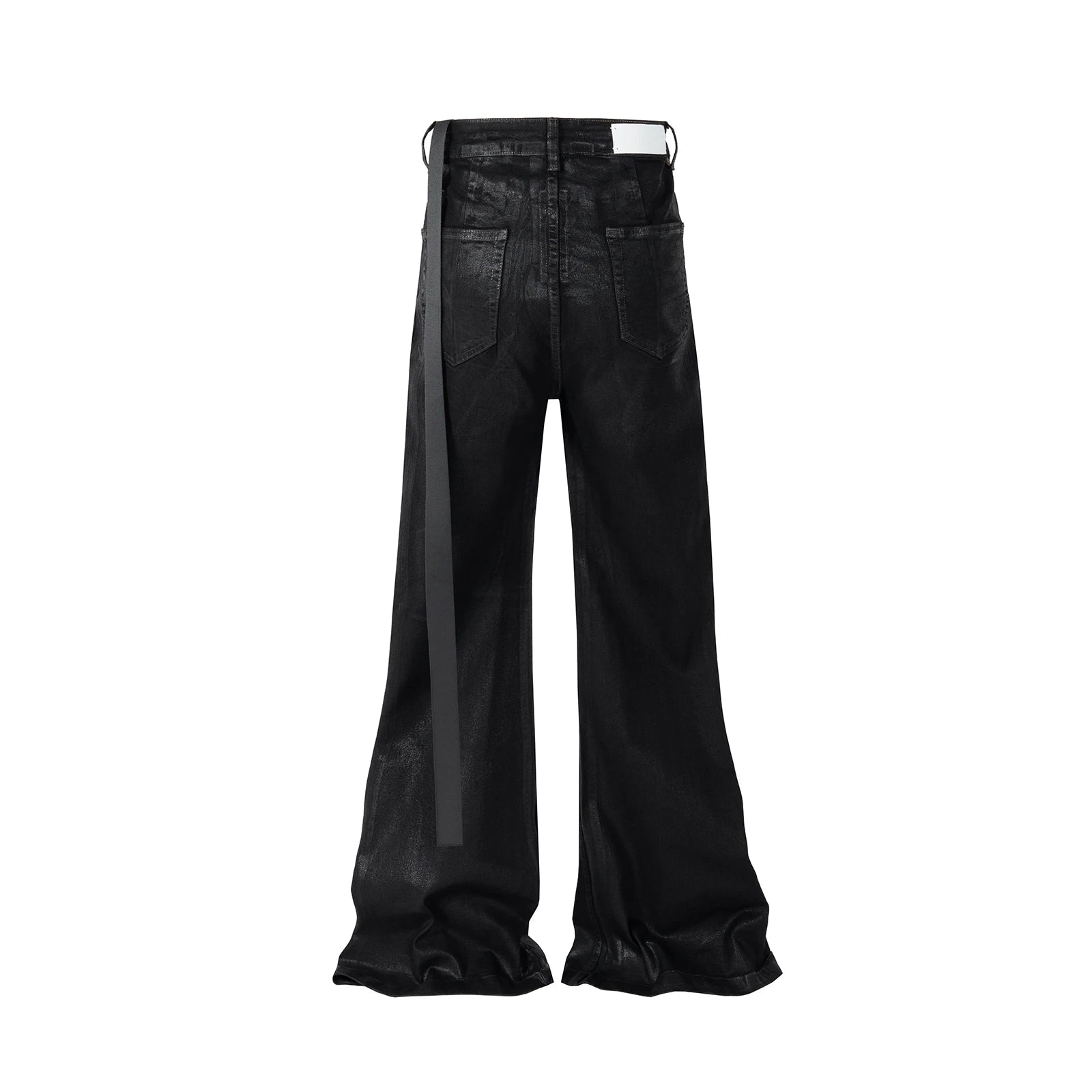 Midnight Flare — Black Wax Leather Stretch Jean