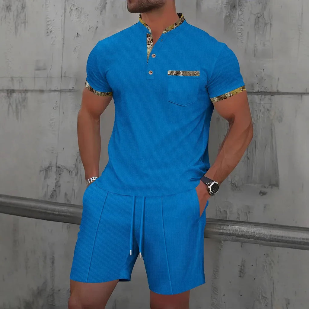 Men's Waffle Two-Piece Suit Shorts Set