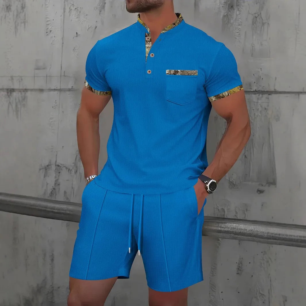 Men's Waffle Two-Piece Suit Shorts Set