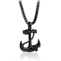 Wu's 2022 Double Sword Pirate Titanium Steel Necklace Retro Halloween Skull Ghost Head Anchor Necklace Imitation Turquoise Ancho