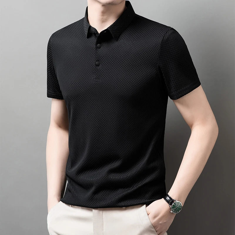 Bone Flower Print Polo Shirt