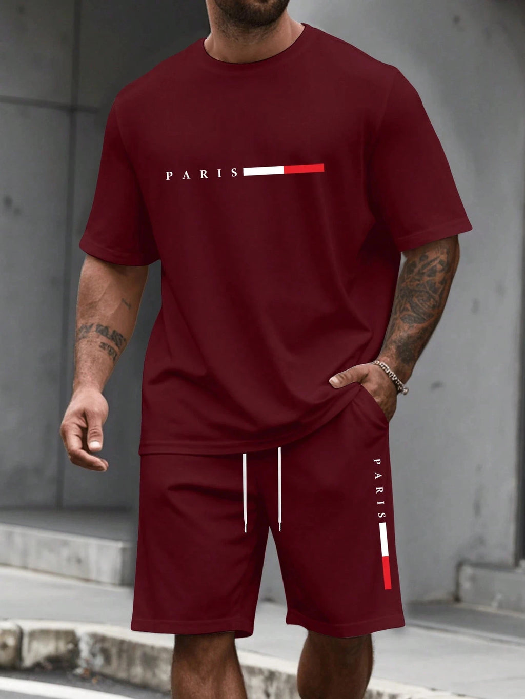 Men's O-Neck Short Sleeve T-Shirt & Shorts Tracksuit Set