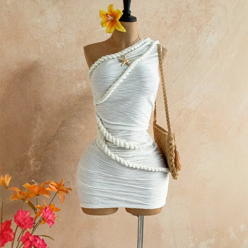 One Shoulder Ruched Bodycon Mini Dress