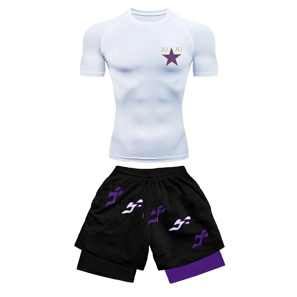 Men's Printed Compression Sports Two-Piece Set