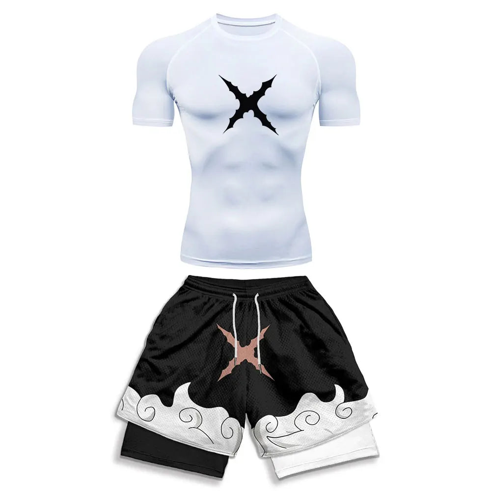 Men's Printed Compression Sports Two-Piece Set