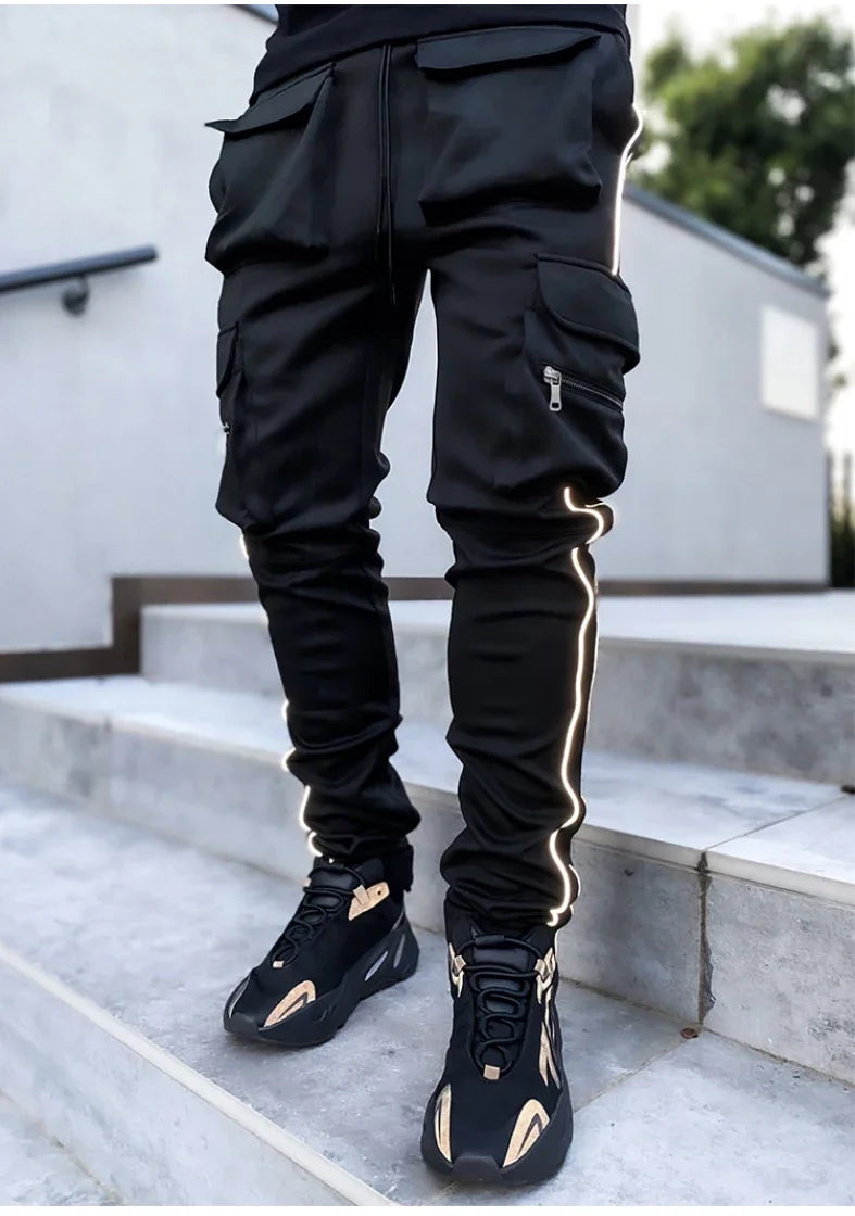 Reflective Multi-Pocket Jogger Pants