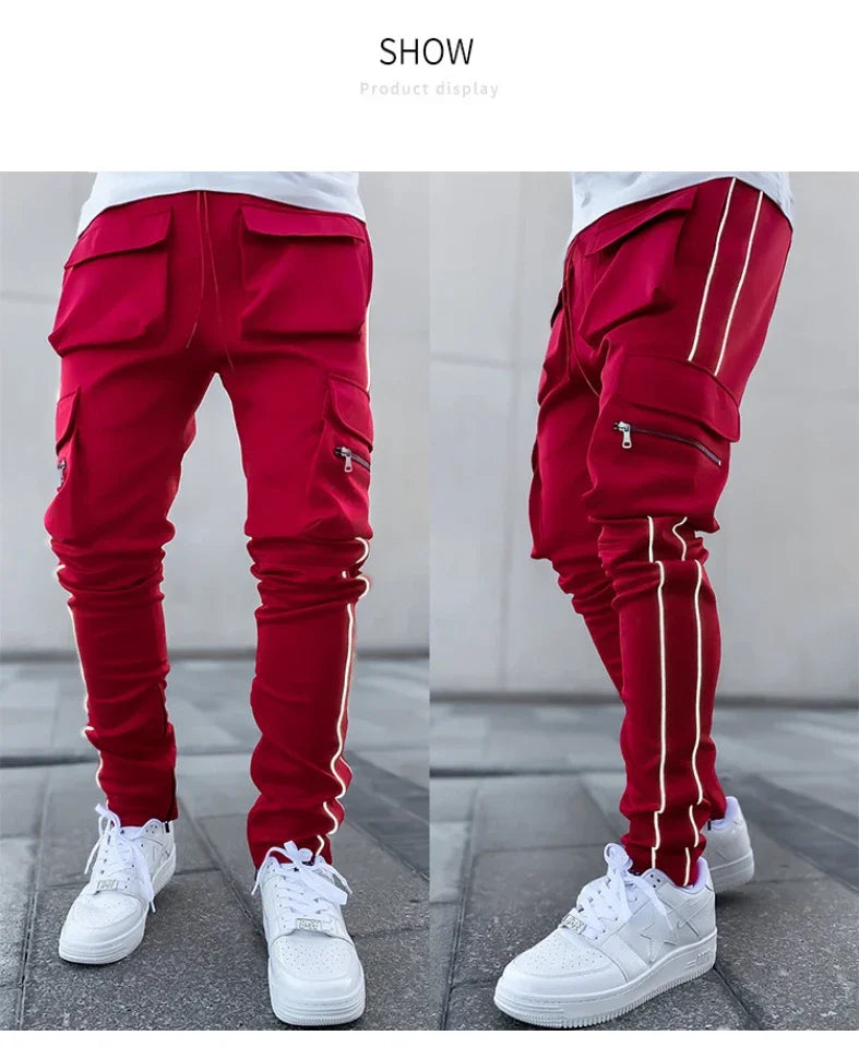 Reflective Multi-Pocket Jogger Pants