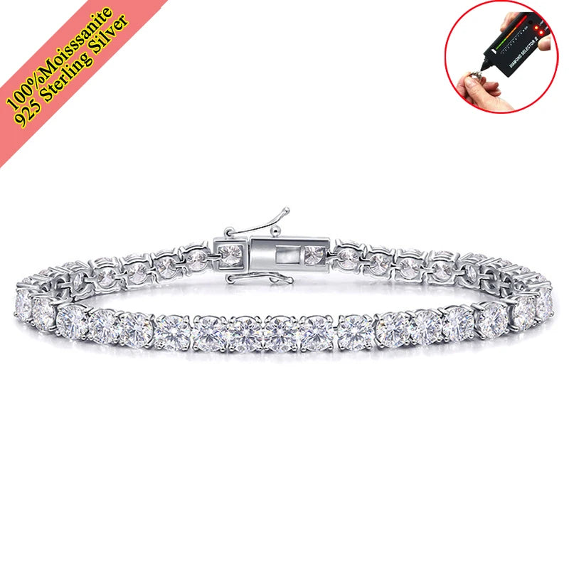 Real Moissanite Tennis Bracelet — 925 Sterling Silver