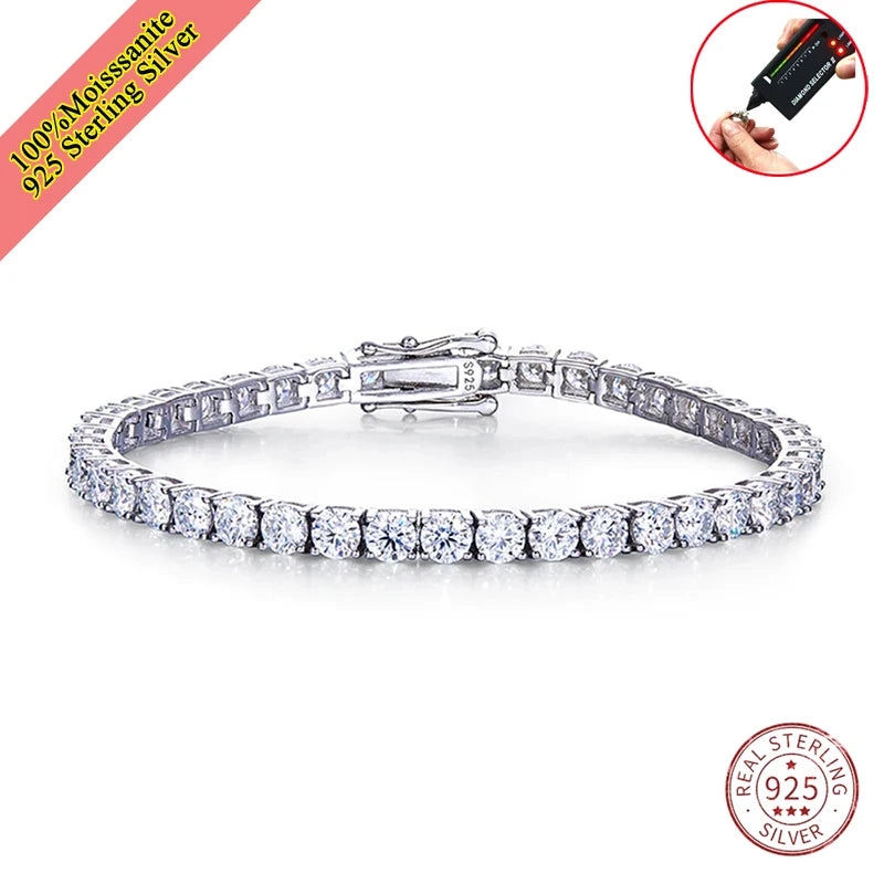 Real Moissanite Tennis Bracelet — 925 Sterling Silver