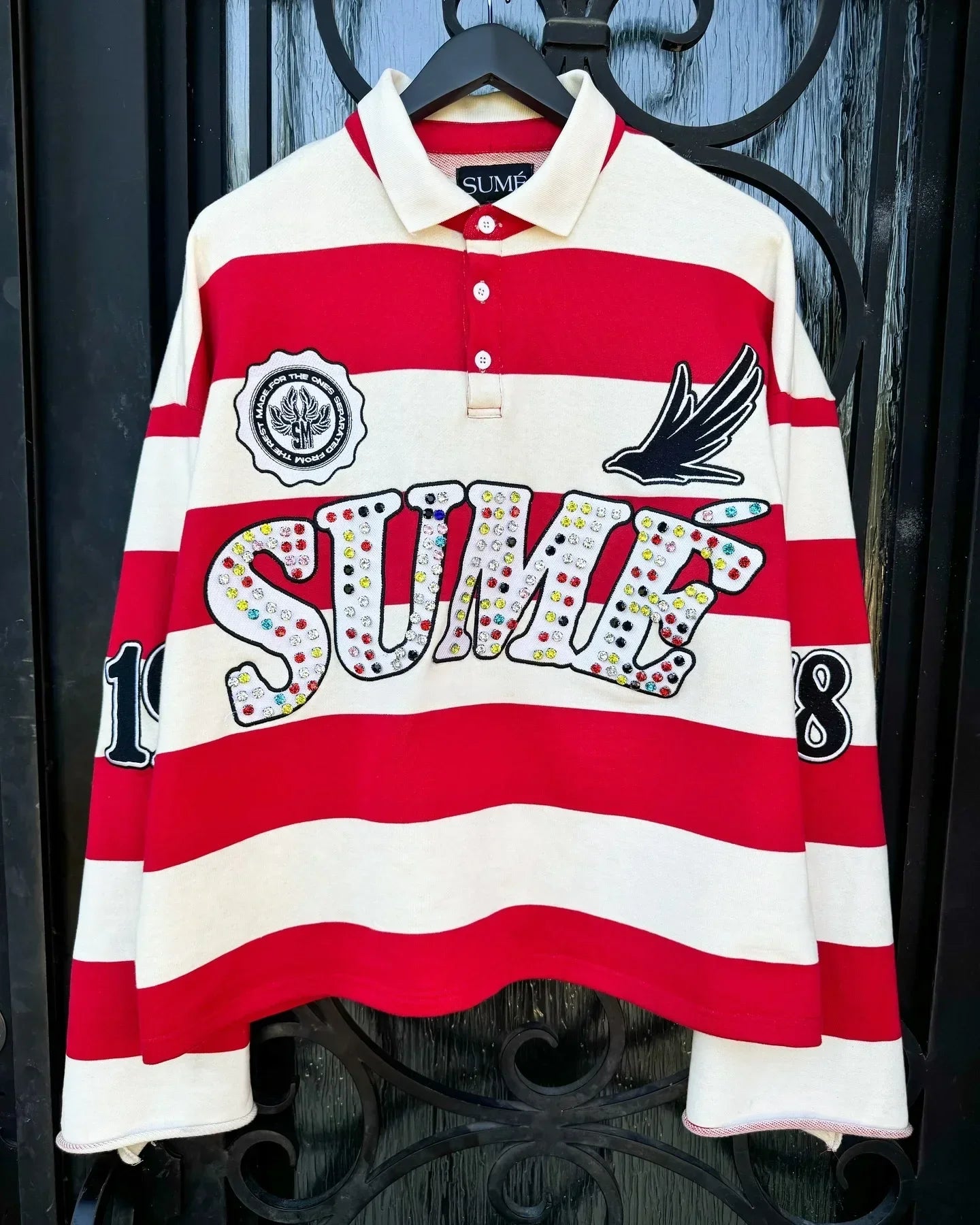 Stripe Splice Oversized Gothic Tee