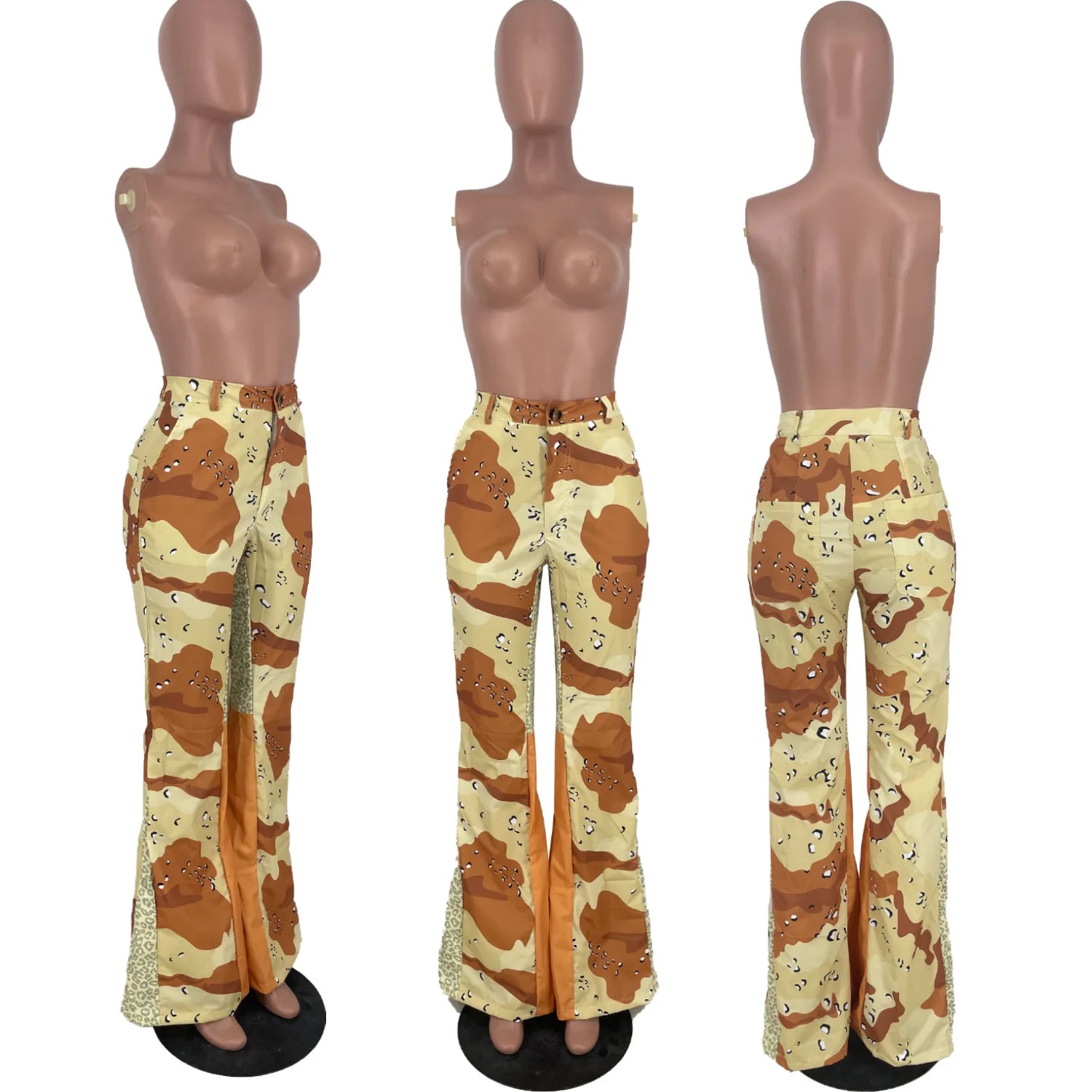 Y2K High Waist Print Flared Cargo Trousers — Women