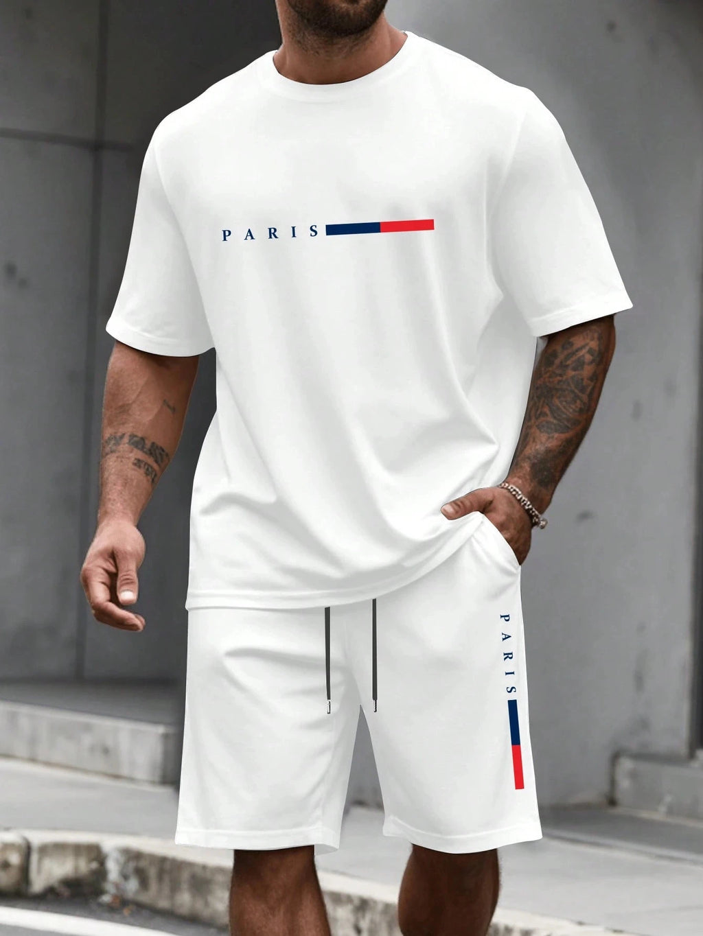 Men's O-Neck Short Sleeve T-Shirt & Shorts Tracksuit Set