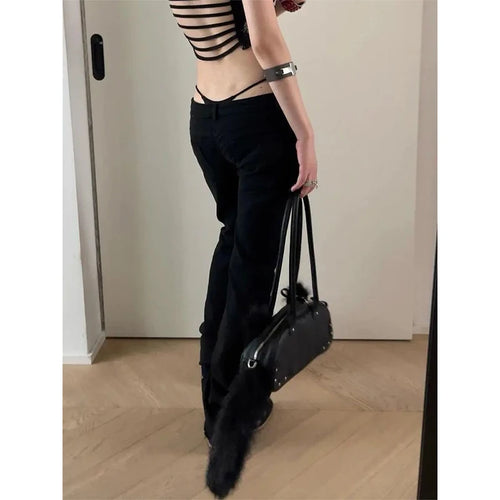 Black Low Rise Flare Jeans