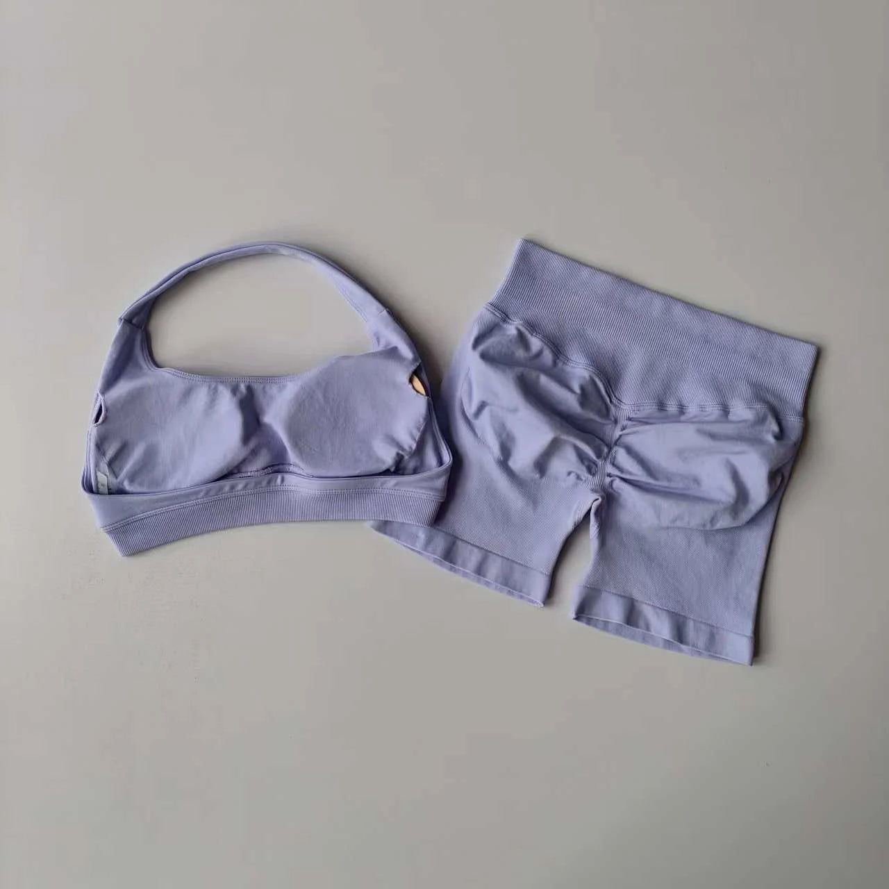 2 Pieces Yoga Suit for Women Seamless Fitness Gym Clothes Halter Sports Bra Matching Impact Shorts Workout Sets Gym Set Outfit