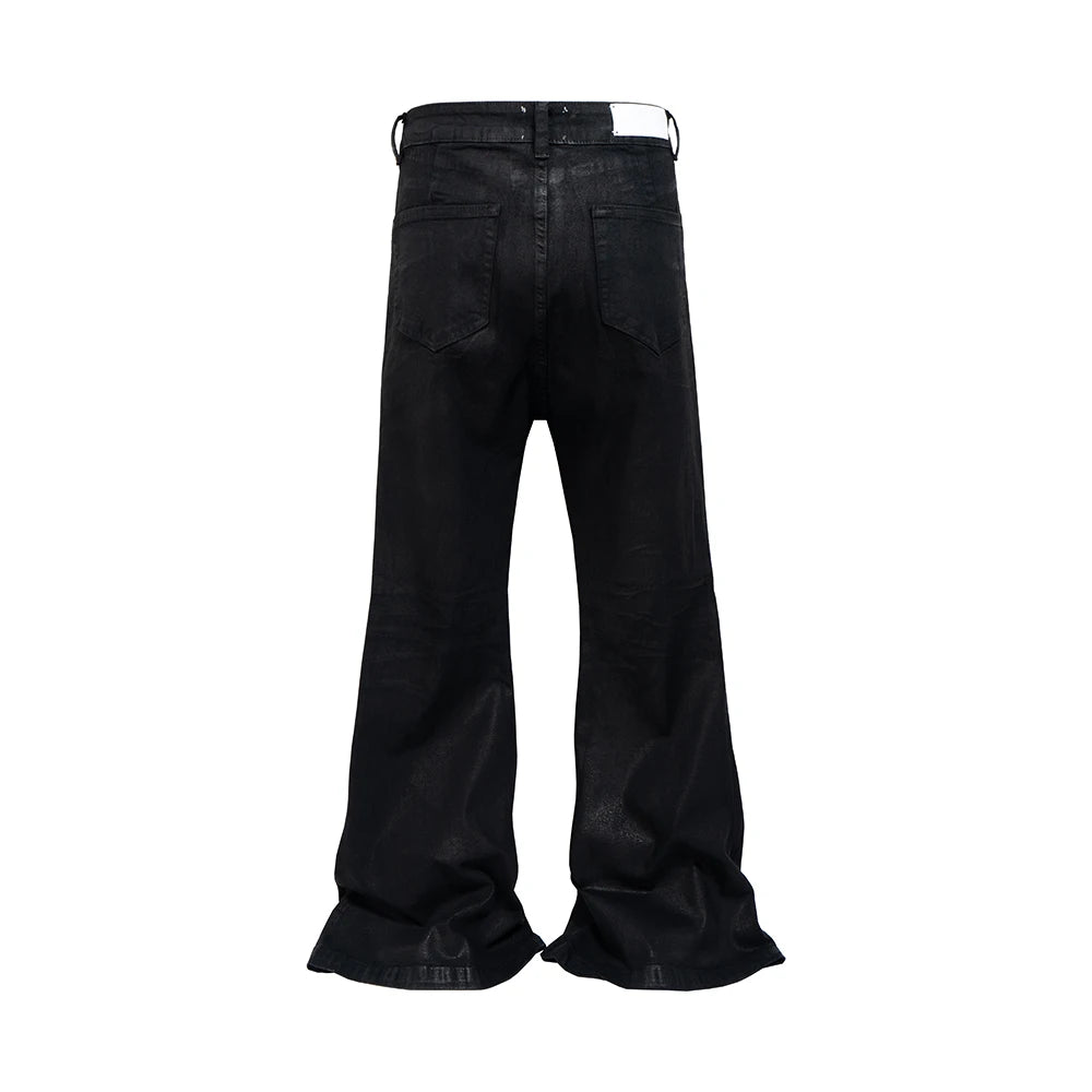 Black Coated Flare Boot Cut Denim Pants