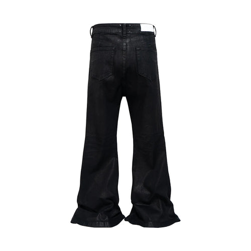 Black Coated Flare Boot Cut Denim Pants