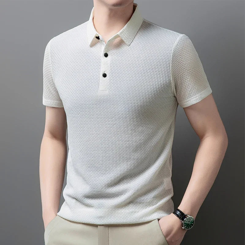 Bone Flower Print Polo Shirt