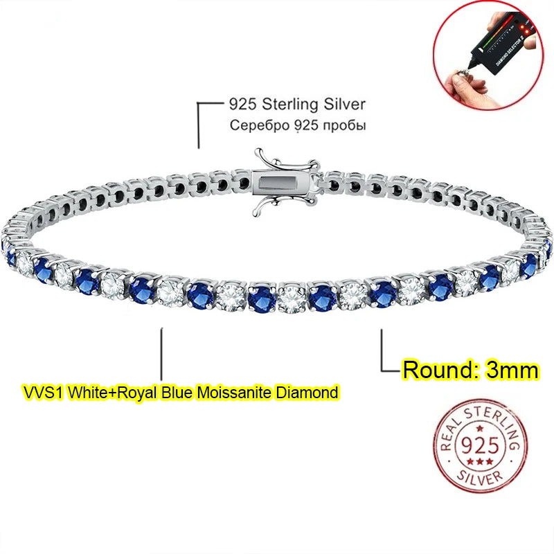 Real Moissanite Tennis Bracelet — 925 Sterling Silver