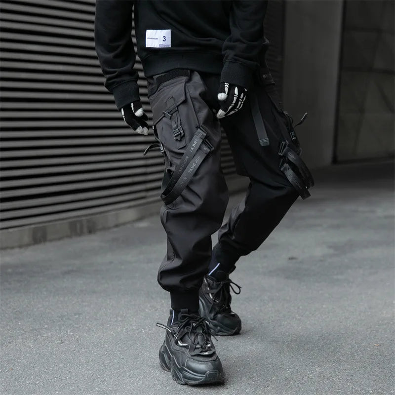 2024 New Fashion Multi-pocket Cargo Pants Men Y2K Tactical Techwear Ankle Pants Punk Style Casual Paratrooper Pants pantalones