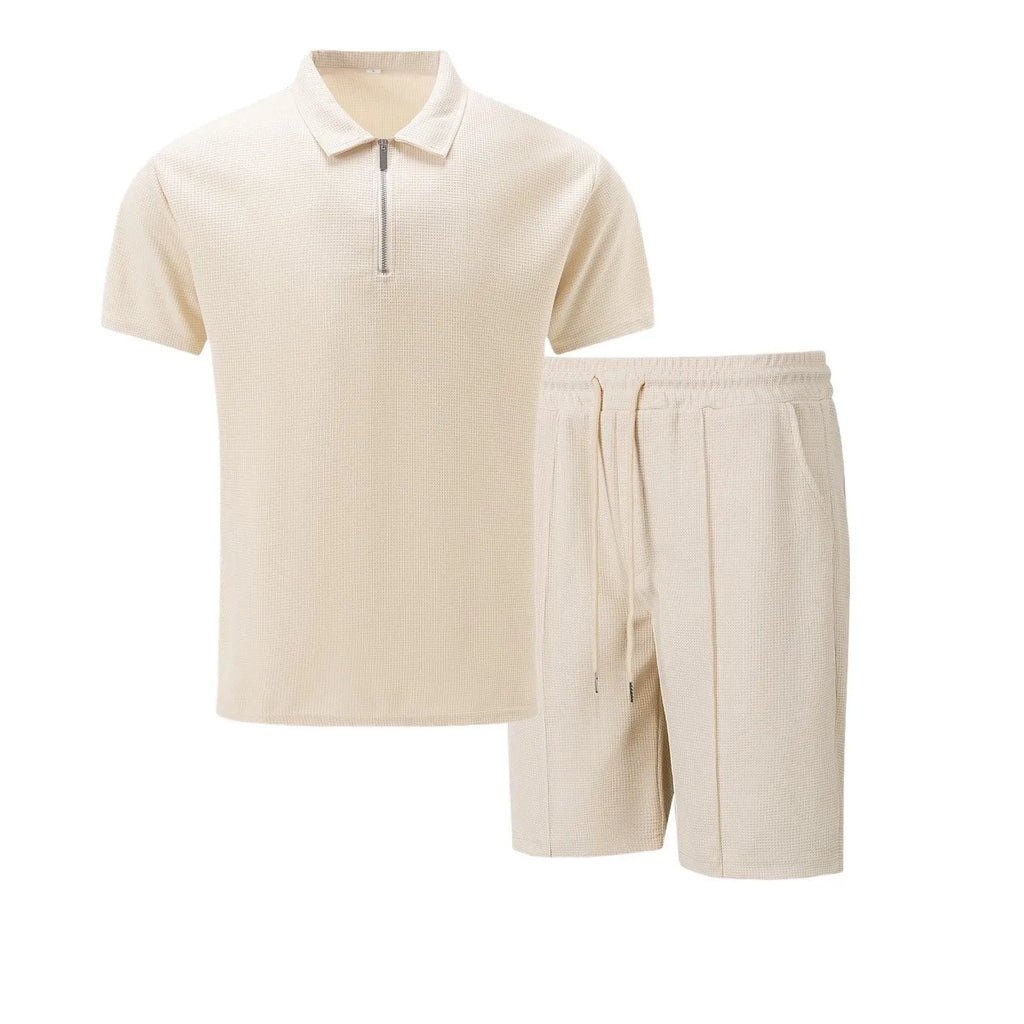 Men's Waffle Two-Piece Suit Shorts Set