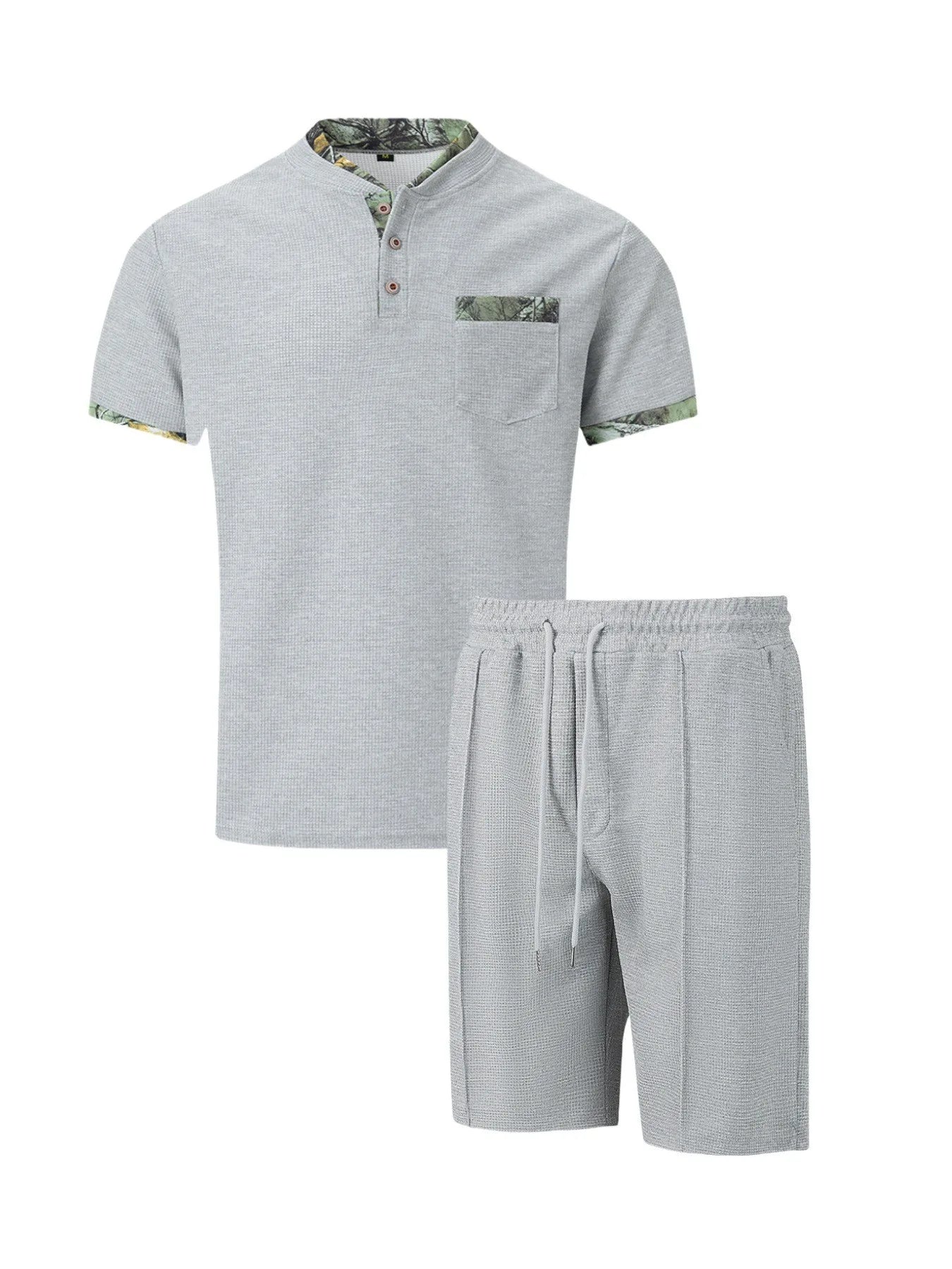 Men's Waffle Two-Piece Suit Shorts Set
