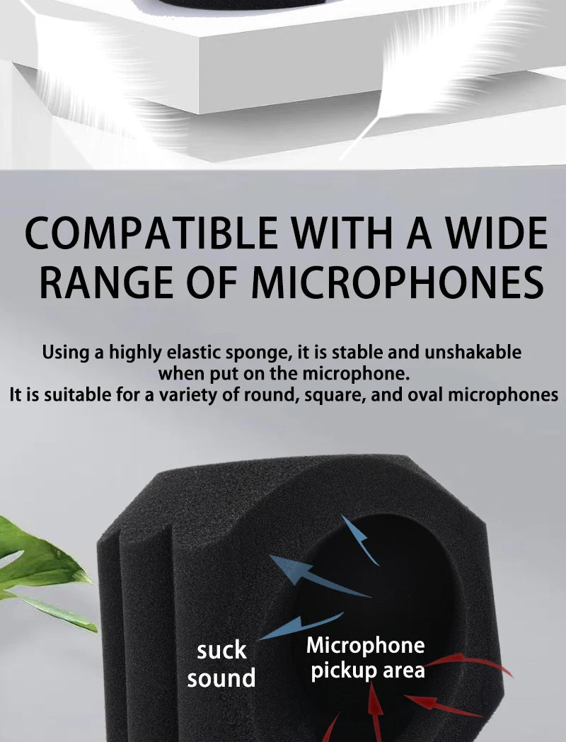 Acoustic Windscreen 5-Sided Seal - Wind Noise Reduction, Side-Open POP Filter, Quiet Studio, Portable & Lightweight