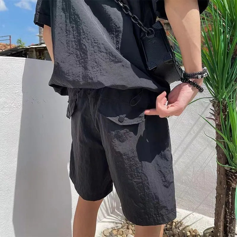Men's Cargo Style Hooded T-Shirt & Shorts Set