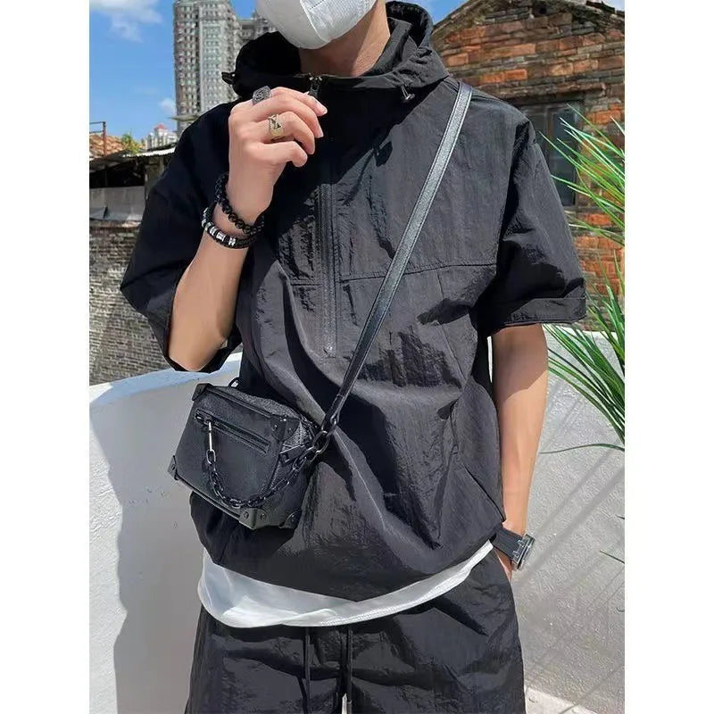 Men's Cargo Style Hooded T-Shirt & Shorts Set