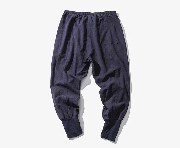 Cotton Linen Drop-Crotch Harem Pants