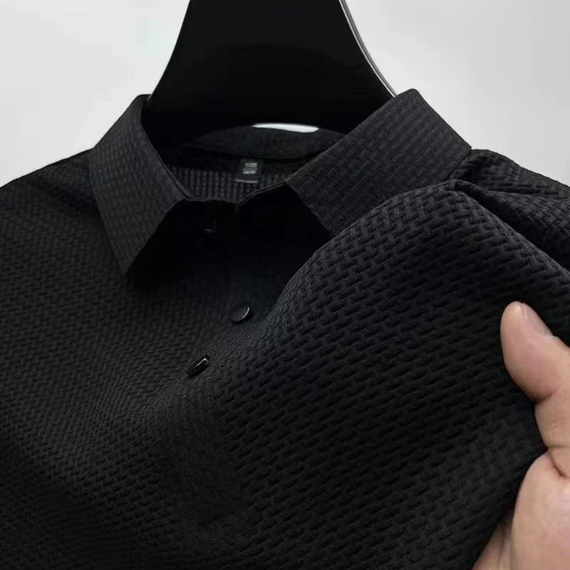 Bone Flower Print Polo Shirt
