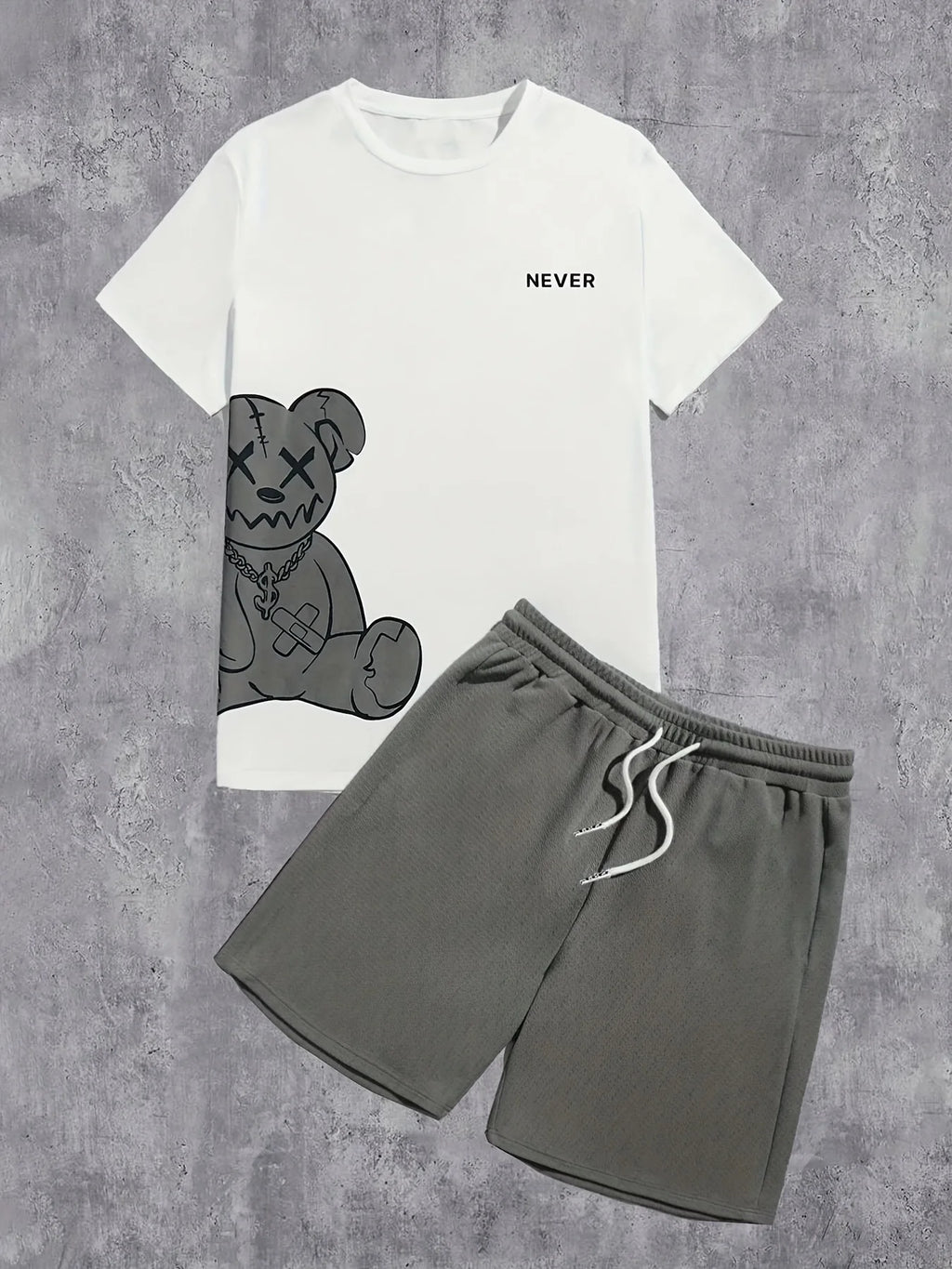 Men's Hip-Hop Bear Print Quick-Dry Sports Set