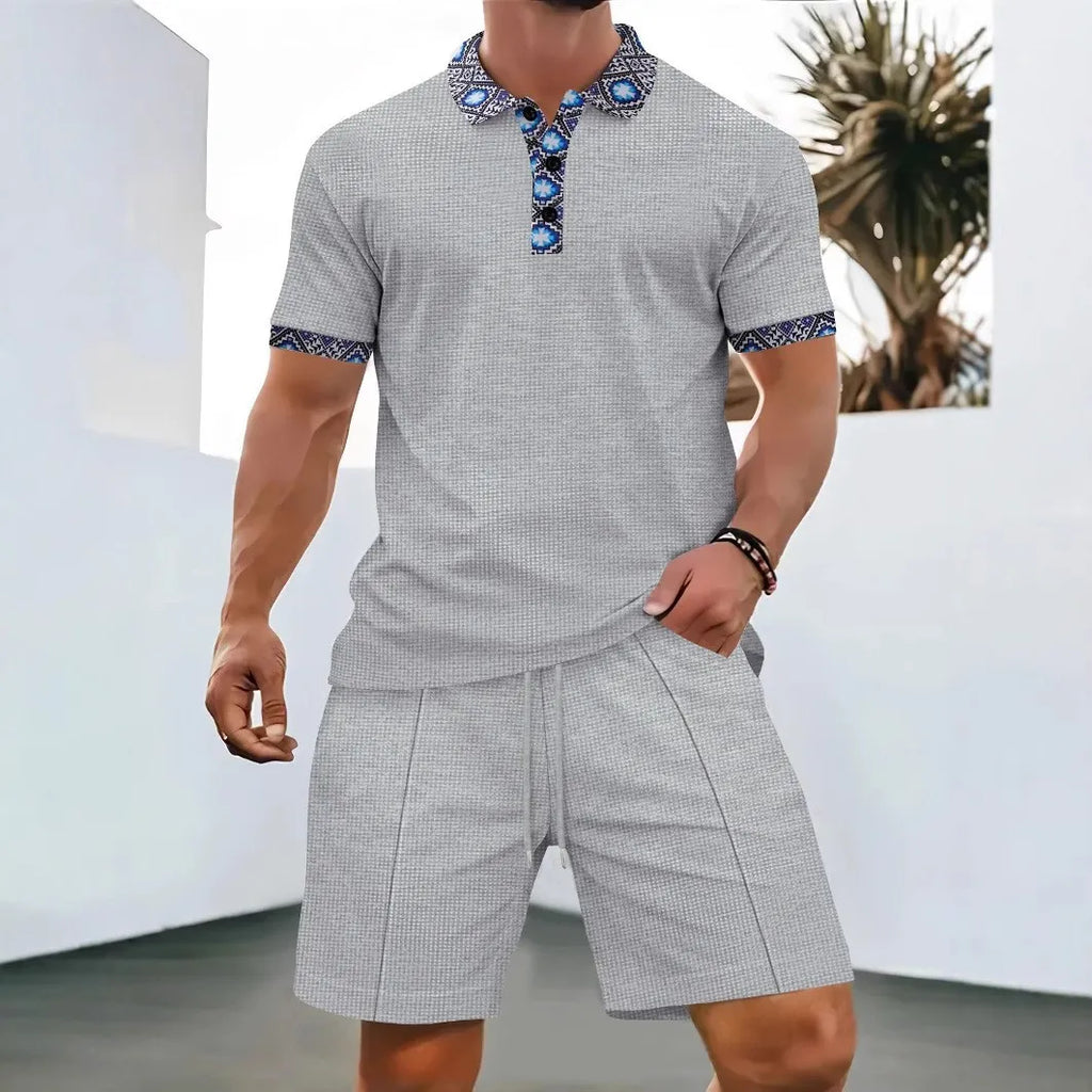 Men's Waffle Two-Piece Suit Shorts Set