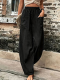 Plus Size Cotton-Linen Harem Trousers — Women