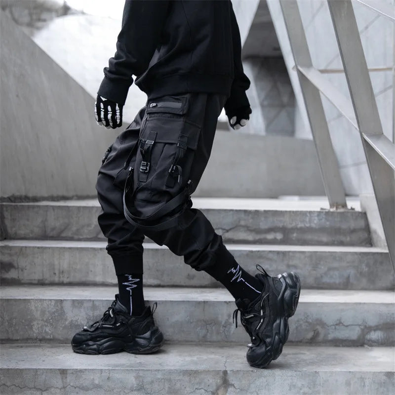 2024 New Fashion Multi-pocket Cargo Pants Men Y2K Tactical Techwear Ankle Pants Punk Style Casual Paratrooper Pants pantalones