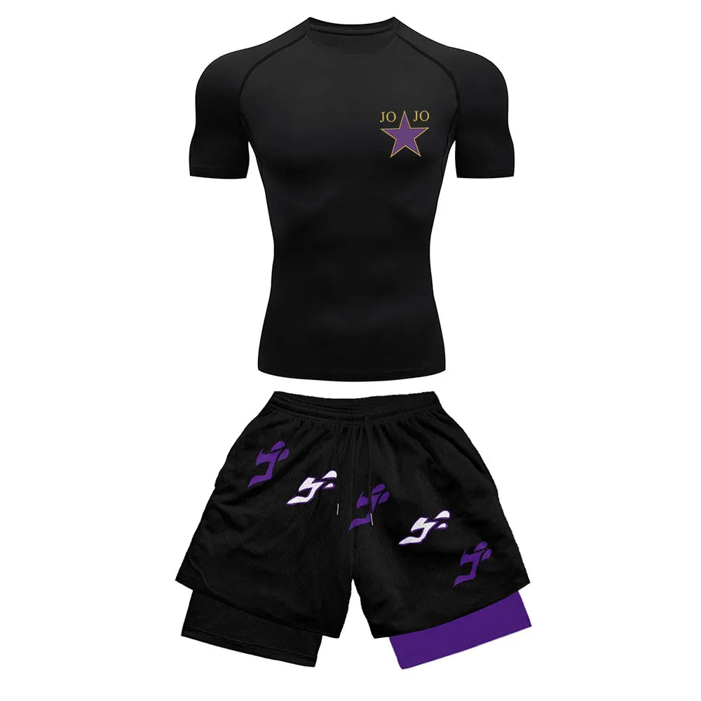 Men's Printed Compression Sports Two-Piece Set