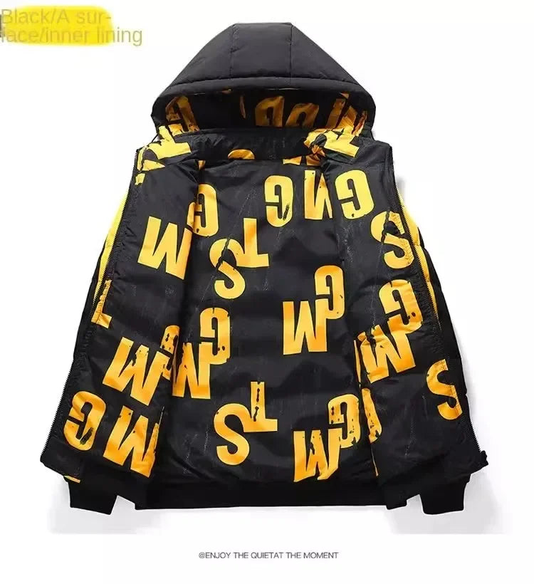 Men Autumn Winter Cotton Jacket Warm Comfortable Padded Thickened Down Jacket 2025 New Double-Sided Clothes Removable Cap M-6XL