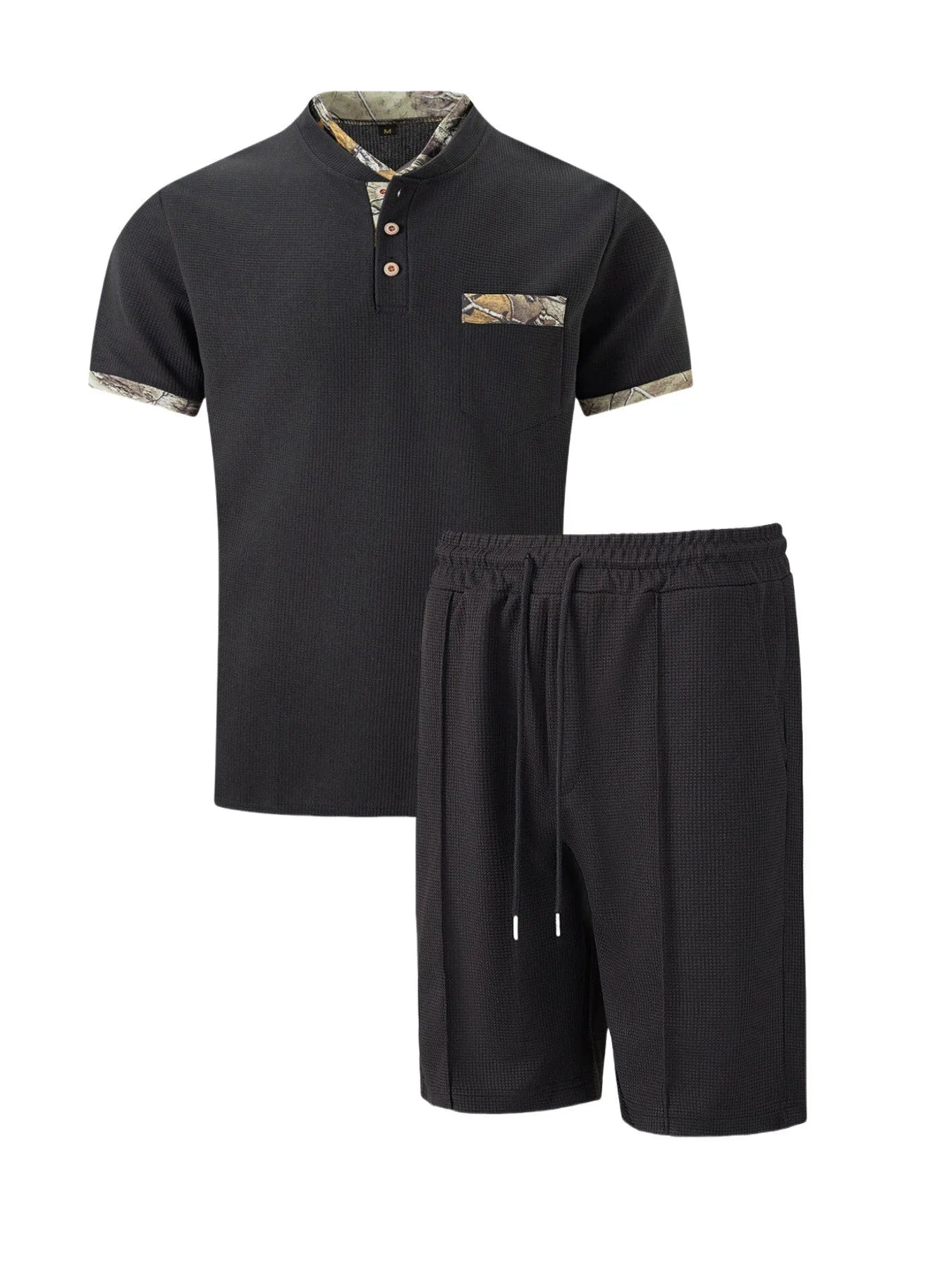 Men's Waffle Two-Piece Suit Shorts Set