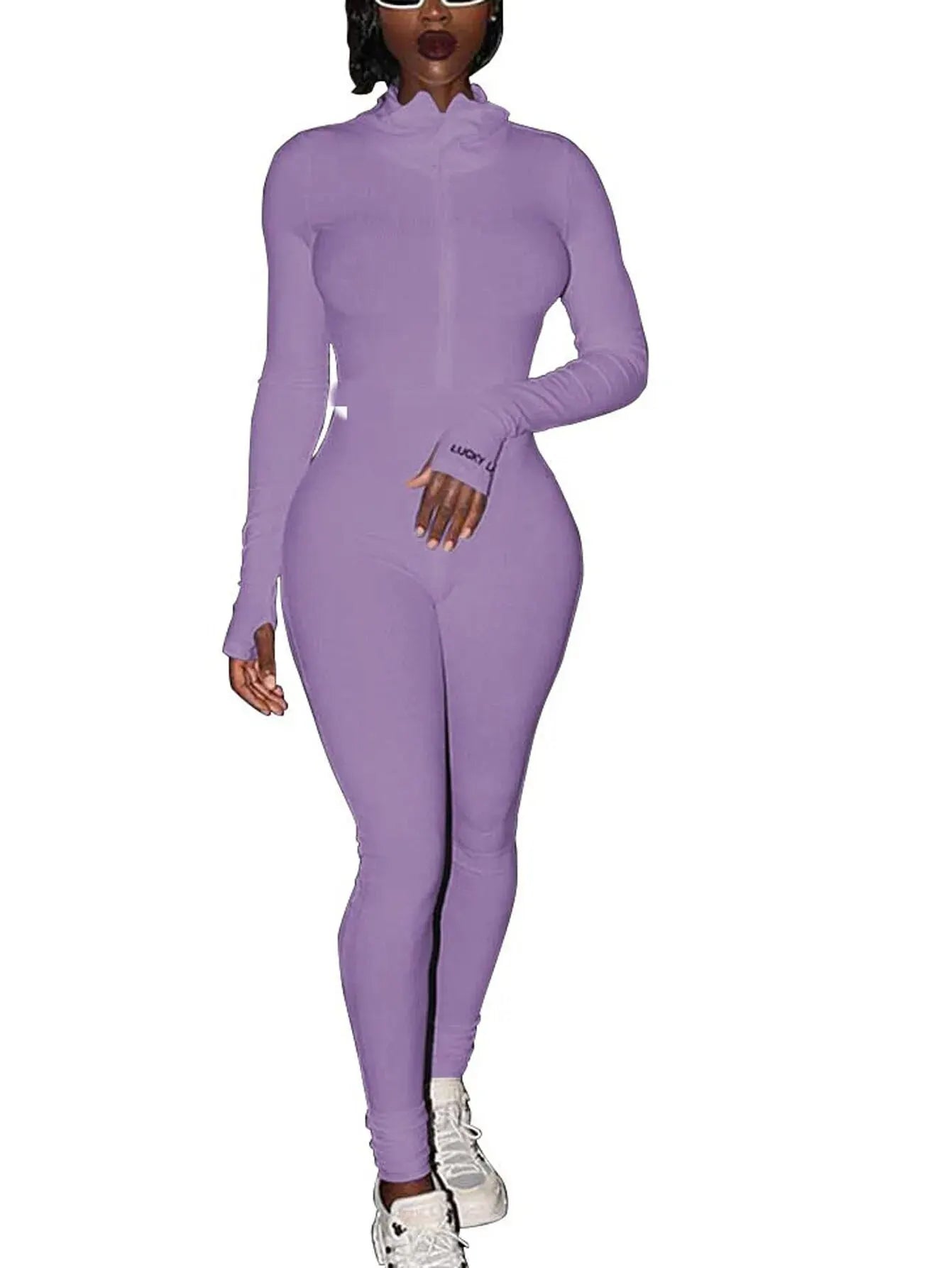 Knit Bodycon Long Sleeve Jumpsuit — Women's